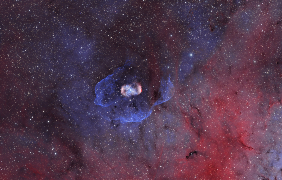 Dragon's Egg.  NGC 6164, NGC 6165<br /><br />Ha+OIII with RGB stars